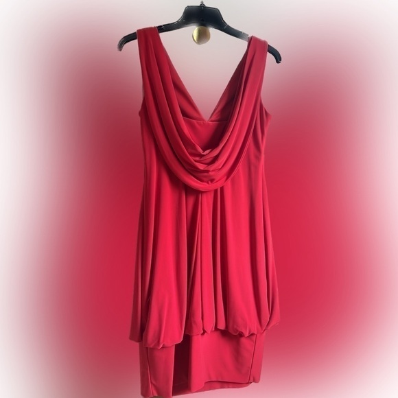 Gorgeous red “event” dress with draped back, worn 1x - Picture 2 of 7